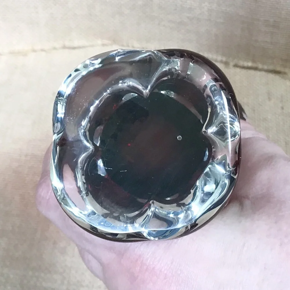 Vintage Ruby Red Glass Vase Clear Base Goth Core Whimsigoth Dark Romance Vampy